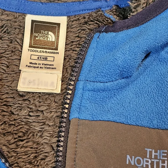 The North Face Jacket TNF Denali Hoodie Fleece Sherpa Lined Blue Kid's Size 4T - Picture 5 of 7